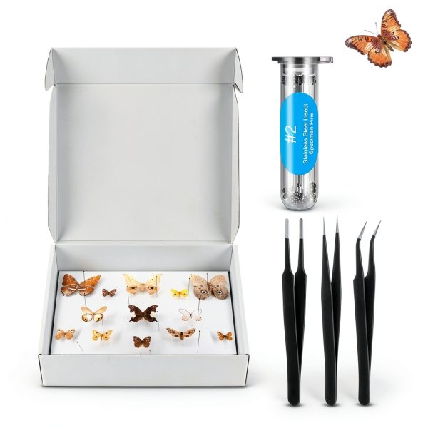 Insect Pinning Kit Taiyin 100 Pins 3 Tweezers White Box-1