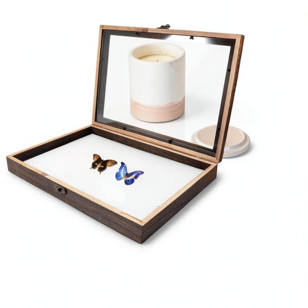 Butterfly Specimen Display Box Cabilock Wood Frame Transparent Lid-1