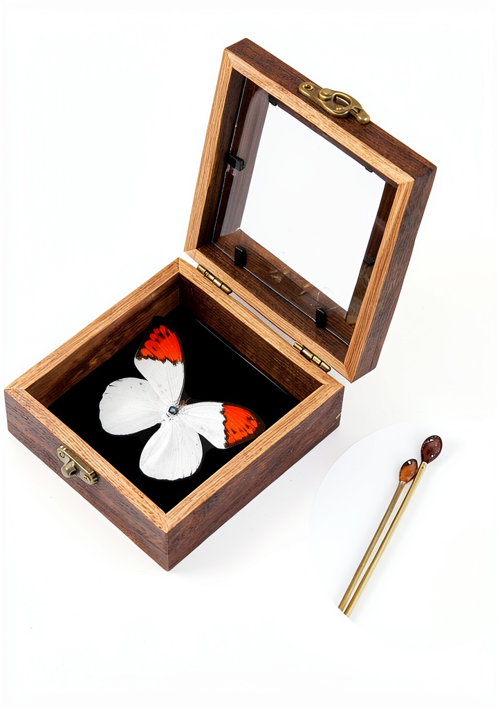 Installing GO LUCKY Square Insect Display Case with EVA Foam Board 4.3x4.3x0.8 on a wooden desk