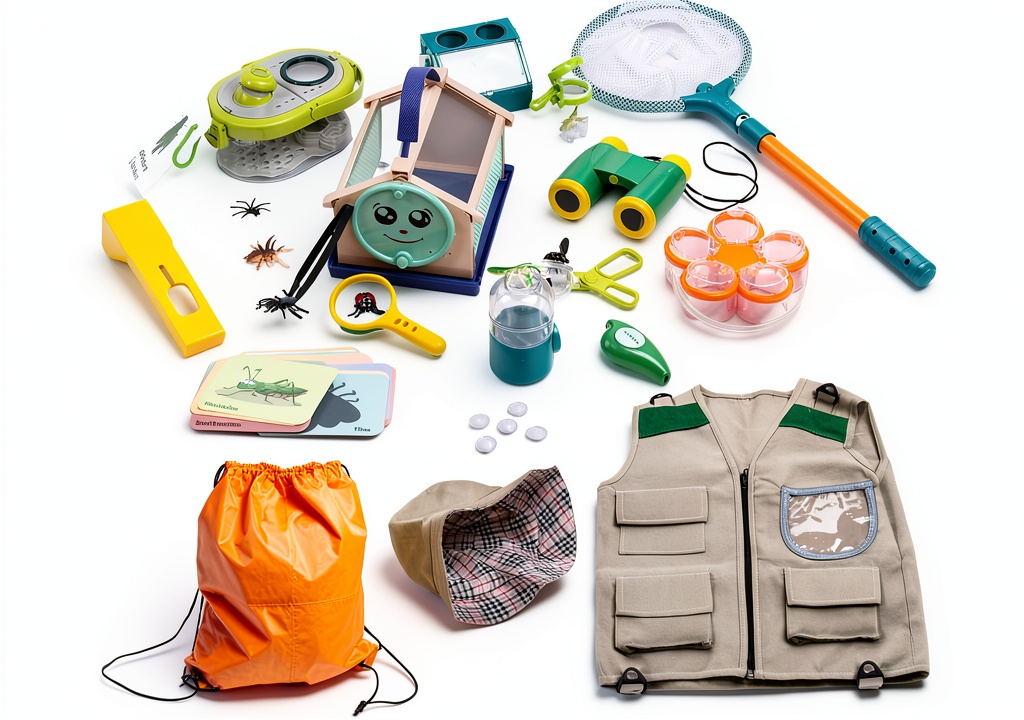 Installing Bug Catching Kit by MAVE SPARKS 63-Piece Kids Outdoor Exploration Set on a wooden desk
