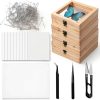 20 PCS Insect Specimen Tools Kit 4 Wooden Display Case Box with Clear Top 10 Sheets Thin Tracing Paper 2 EVA Foam Pinning Board 200 Pins 2 Tweezers 1 Scissors Tools for Winter Bugs Collection-0