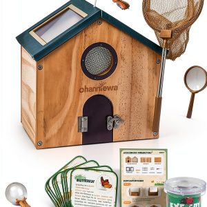 Bug Catcher for Kids & Kids Explorer Kit, Outdoor Toys with Portable Wooden Bug House, Butterfly Net, Magnifying Glass, 10 Insect ID Cards for Toddler 3-8 Year Old Outdoor Explore Toy Gift-0