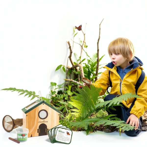 Bug Catcher for Kids & Kids Explorer Kit, Outdoor Toys with Portable Wooden Bug House, Butterfly Net, Magnifying Glass, 10 Insect ID Cards for Toddler 3-8 Year Old Outdoor Explore Toy Gift-6