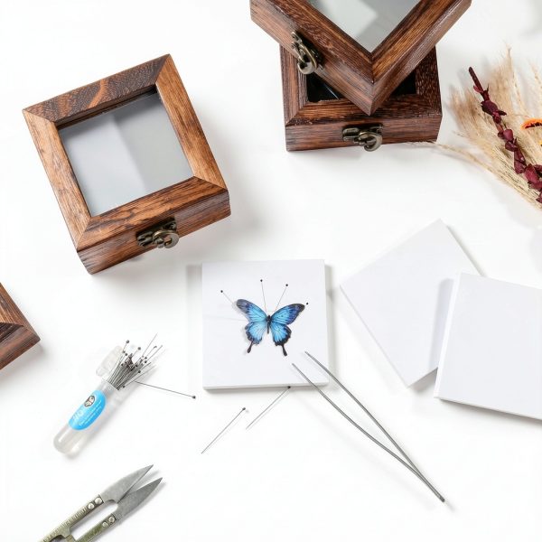 4 Pcs Insect Pinning Kit with Wooden Display Cases and EVA Foam-4