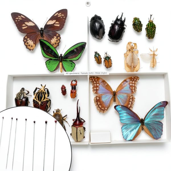 350 Pcs Stainless Steel Insect Pins in 7 Sizes, Specimen Entomology Pins and Butterfly Collections Needle for School Lab Butterfly Collectors with Vials & Labels-3