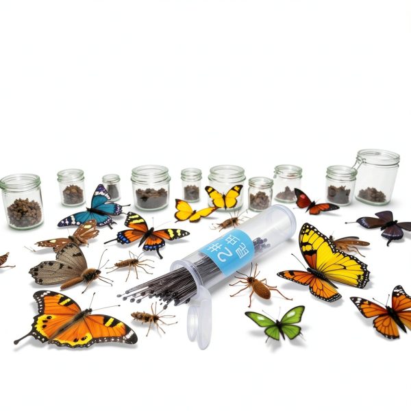 100 Pcs Insect Pins Specimen Pins Stainless Steel with Plastic Box Resin for Head for Entomology Dissection for Butte, Science Education, Insect Pins-6